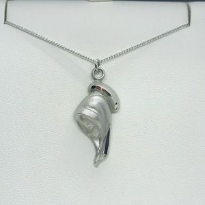 Sterling Silver Blessed Mary/Jesus Two Sided Pendant & 14.5” Long Curb Chain